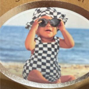 NWT So’Dorable Checkered 3pc. Set Romper Hat Sunglasses (V)